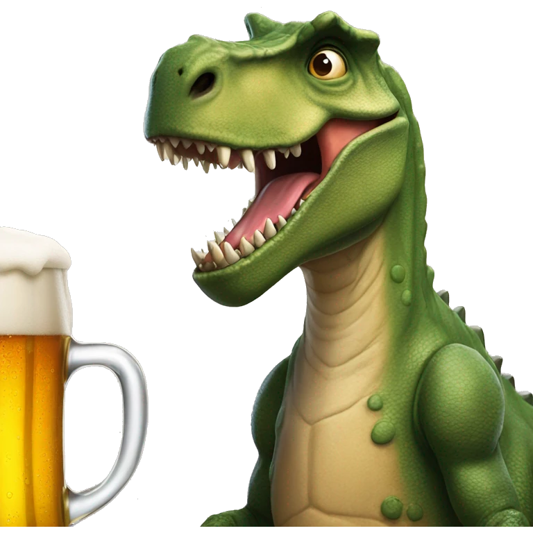 A beer drinking dinosaur￼ emoji