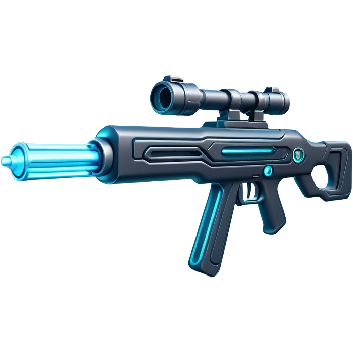 Clash of Clans aesthetic: Cinematic Playful Laser Rifle Emoji, rendered in a 3D vector-style similar to standard emojis with minimal shading and bold, simplified shapes. A compact, sleek energy weapon with futuristic contours and a glowing barrel, softly glowing with a sci-fi battle charm. Simplified yet unmistakably iconic, highly detailed and consistent, glowing with a soft pulsating radiance and high shine. Stylized with a touch of cosmic engineering and a soft glowing outline, capturing the essence of a cutting-edge energy armament with a playful, dynamic aura! emoji