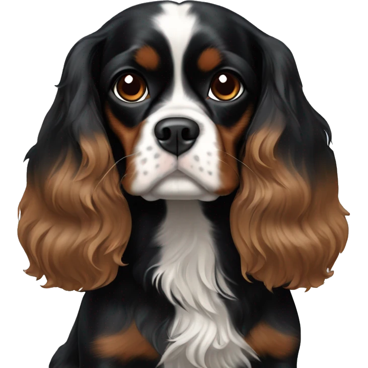 Completely black Cavalier King Charles spaniel emoji
