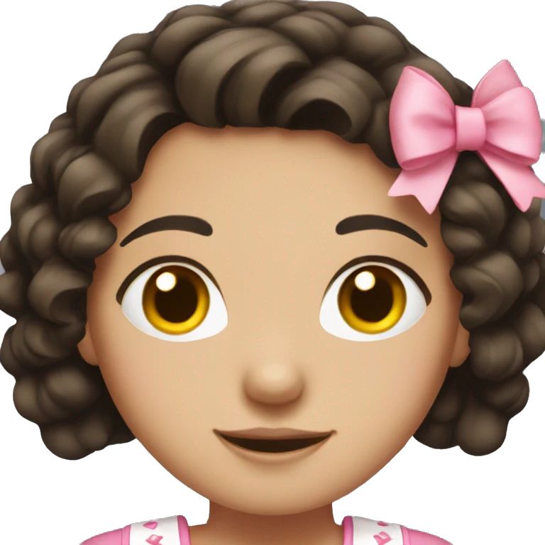 a brunette girl with dark hair and pink bows emoji