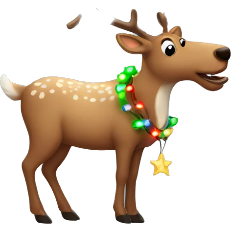 Drunk reindeer with Christmas lights  emoji