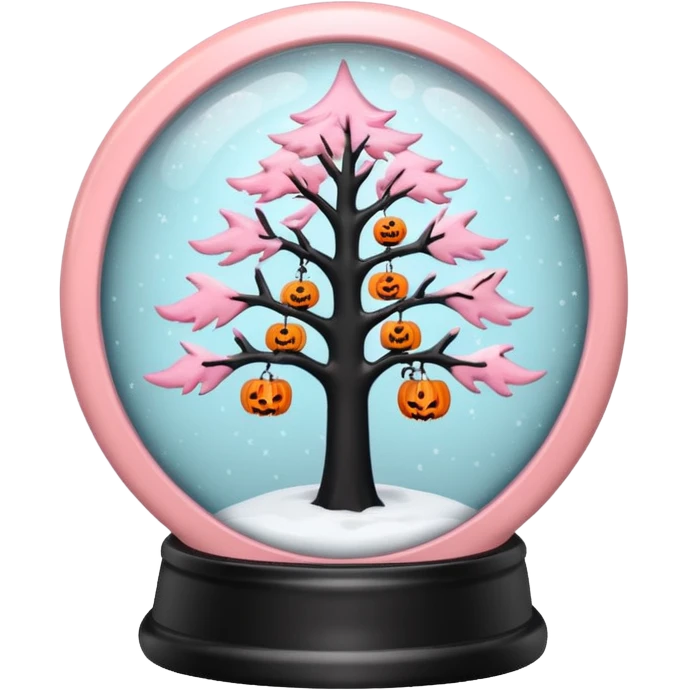 pastel pink orange halloween  tree snow globe emoji