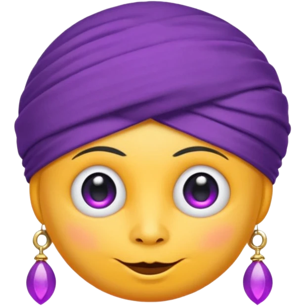 Saturn 🪐 with its rings as the main focus, wearing a whimsical turban, with a small purple devil face 😈, cartoon emoji style, vibrant and centered.
 emoji