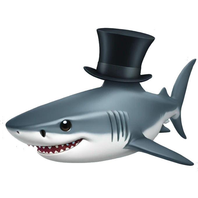 Shark with a top hat emoji