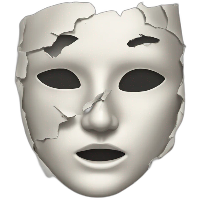 Torn mask superimposed on the face emoji
