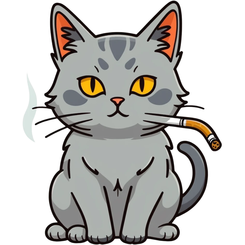 Nebelung cat smoking a cigarette emoji
