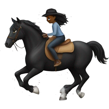 A black horse w a girl riding it emoji