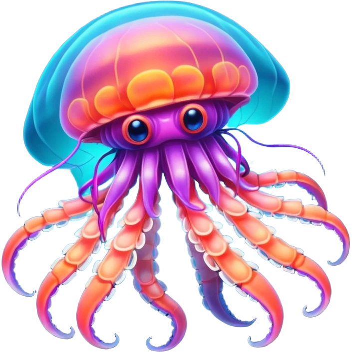 Neon glowing jellyfish-crab-squi emoji