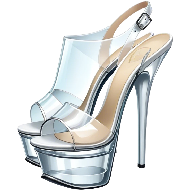 ultra realistic pair of platform open toe glass heels emoji