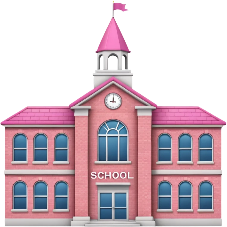 pink school with the word school emoji