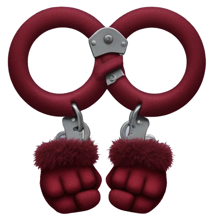 Dark red fuzzy handcuffs emoji