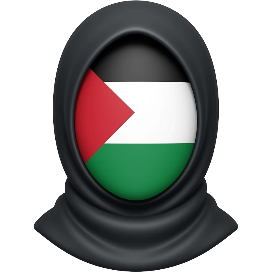 A hijabi wearing a Palestinian flag emoji