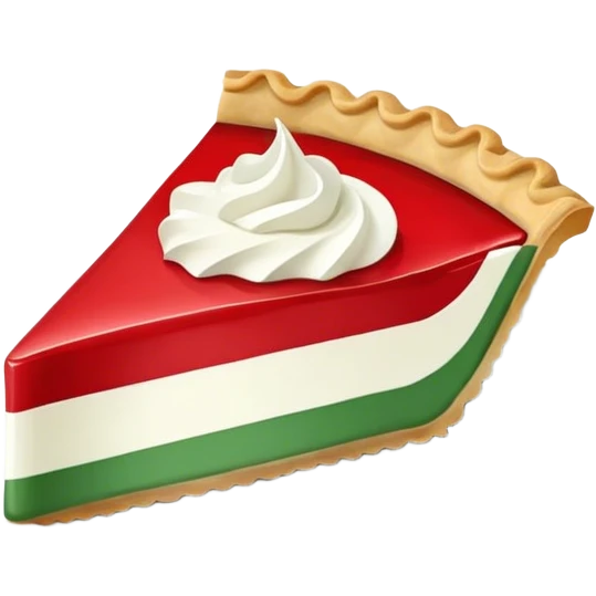 A piece of pie with filling in the colours of the Greenlandic flag emoji