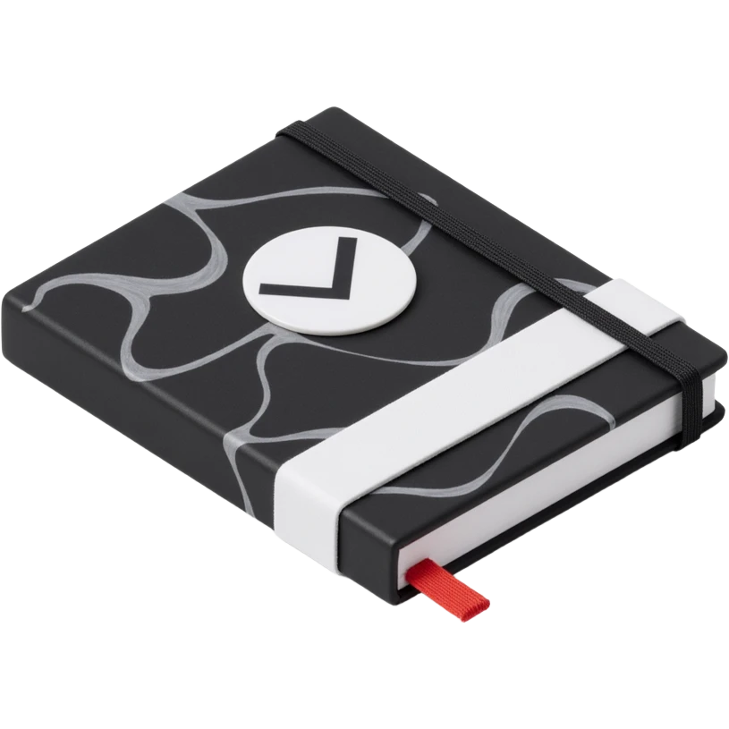 composition notebook, black and white marbled emoji