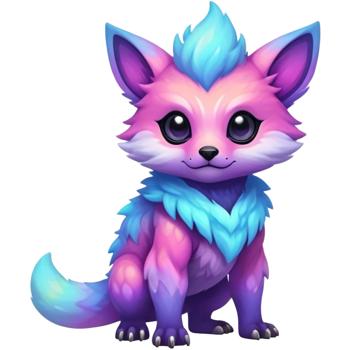 Epic Edgy Cute Colorful Vibrant Pastel Nebula Modern Vernid-Protogen-creature-animal, full body emoji