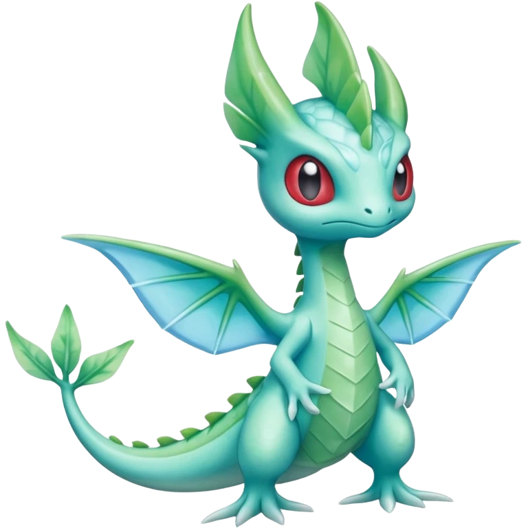 Icy Snowy frost flaky ethereal Celebi-Salamence-Grovyle-creature (full body) emoji