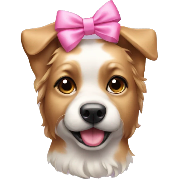 Dog wearing a pink bow emoji