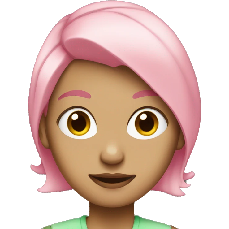 White Woman with split pink and gren hair emoji