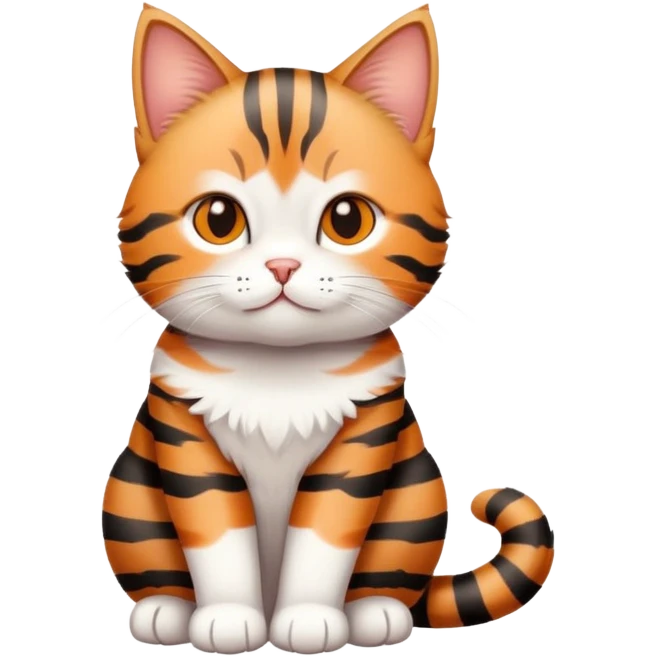 Cute tabby cat with white stomach, adorable face, sitting position showing white belly emoji