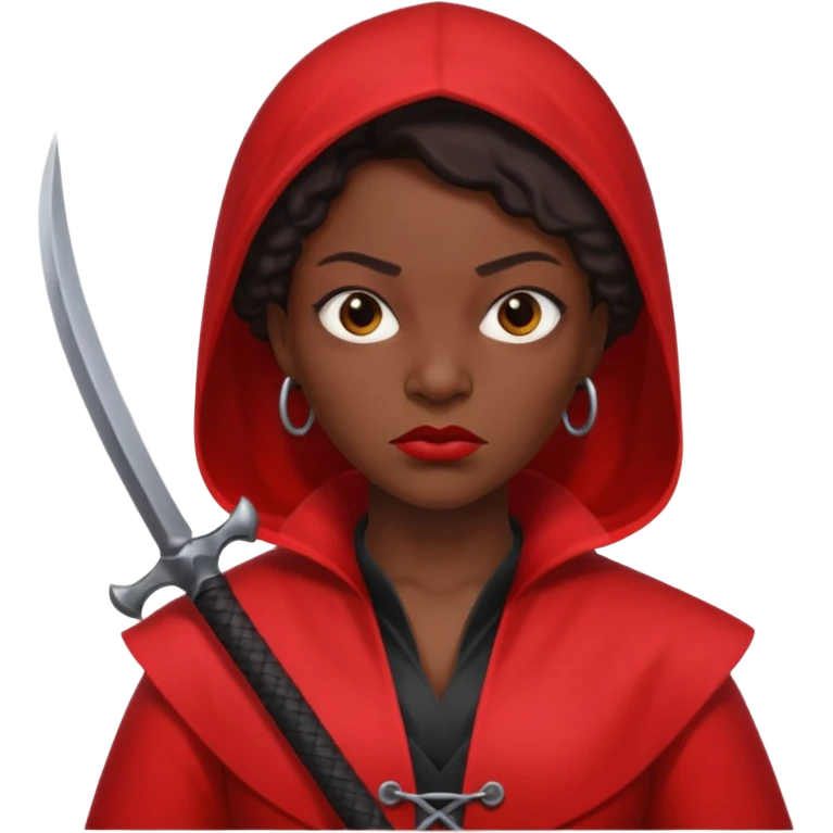 black woman executioner in red suit emoji