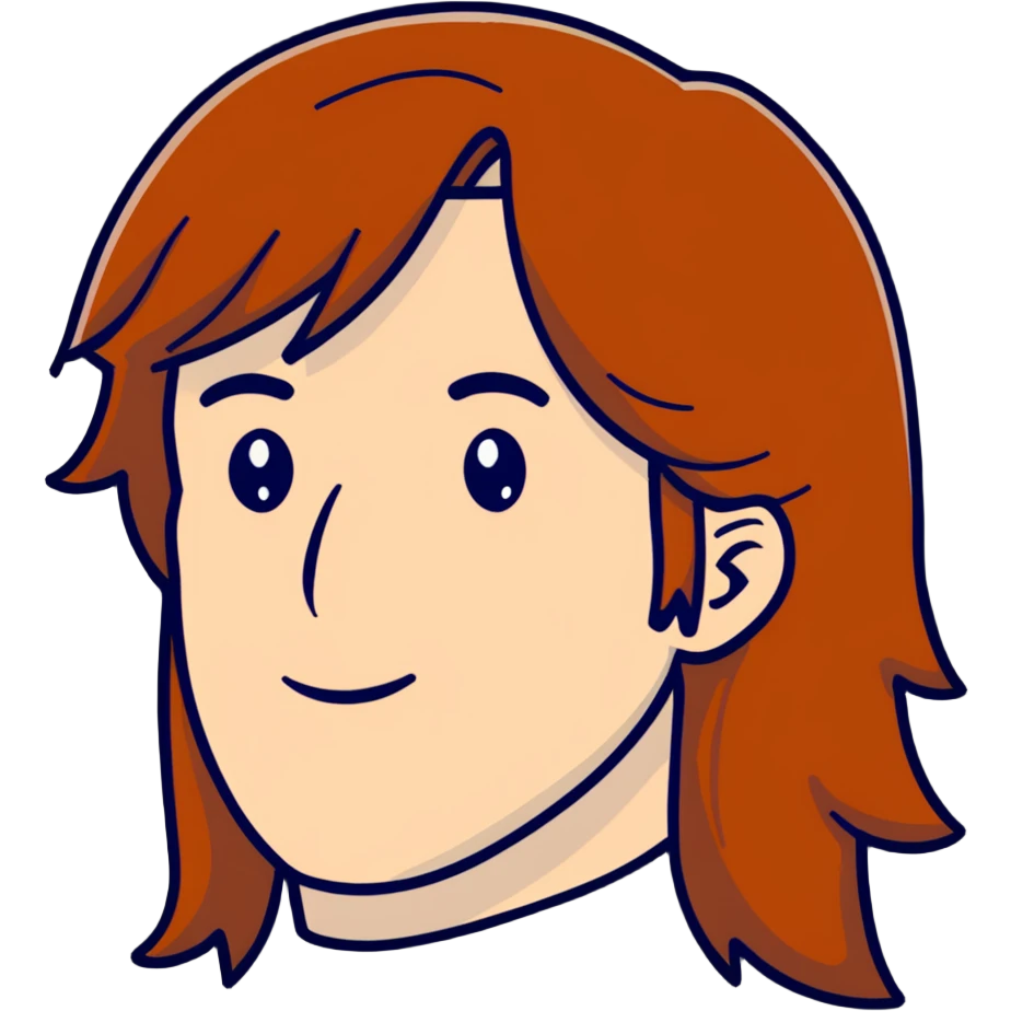 man's head with long gingery brown mullet looking to the left emoji
