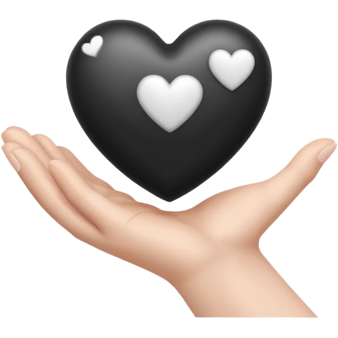  black and white heart in hand emoji
