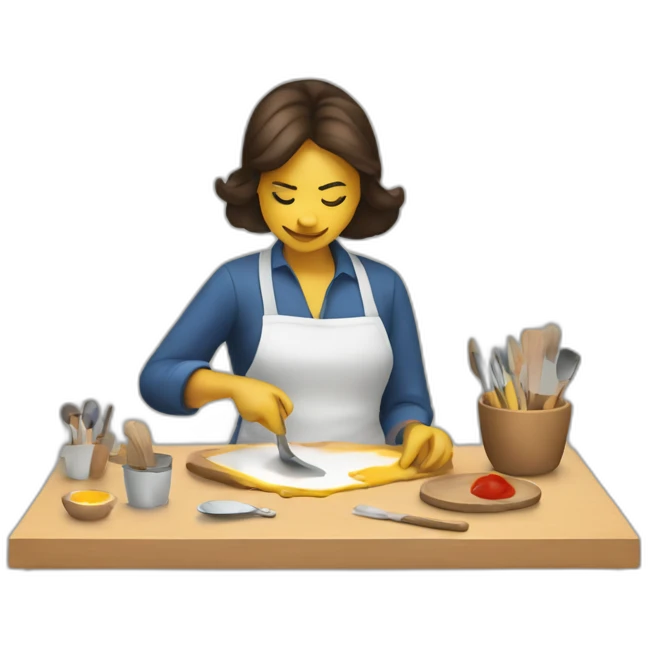 mujer pintando una mesa emoji