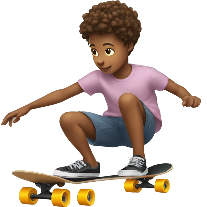 a youngster pushing another on a skateboard emoji