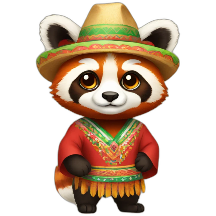 Red panda in Mexican attire emoji