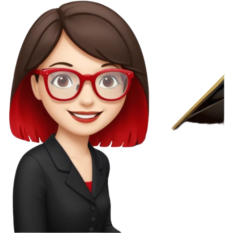 Brunette in red  glassespianista emoji