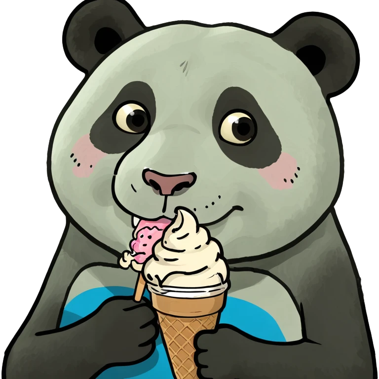 Panda eating ice cream emoji