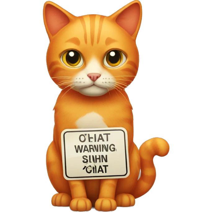 Orange cat with warning sign emoji