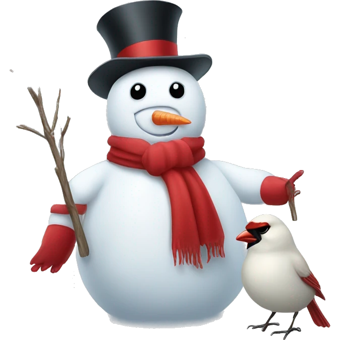 Snowman and cardinal emoji