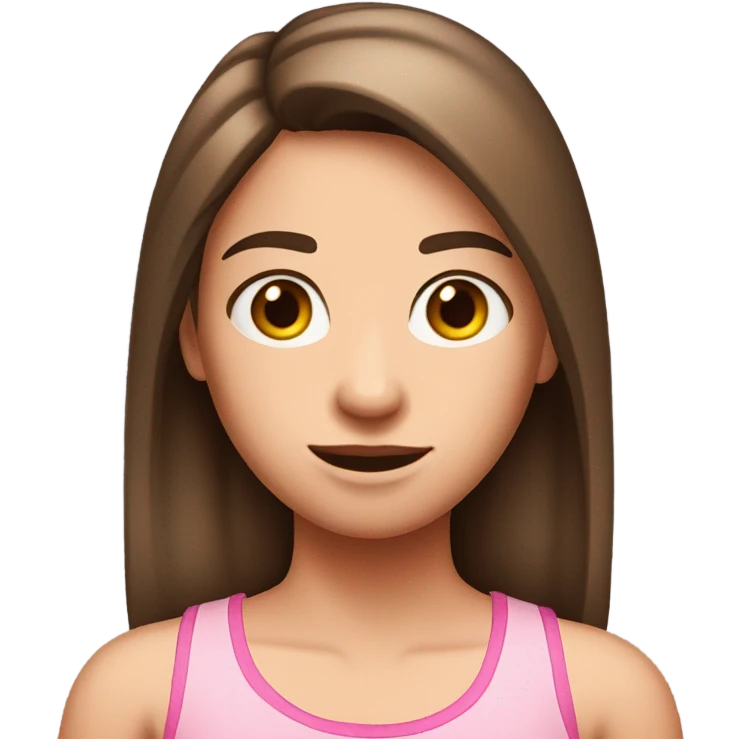 brown straight hair teenage girl white skin pink tanktop emoji