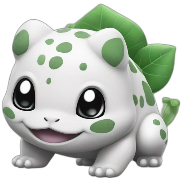 black and white monochromatic bulbasaur emoji