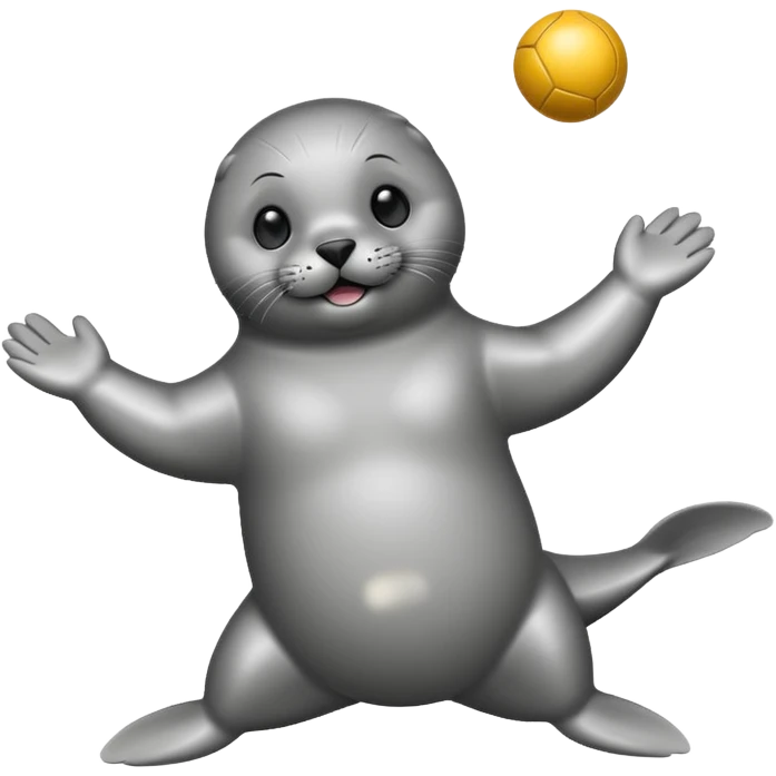 a Circus cute seal juggling two metal ball emoji