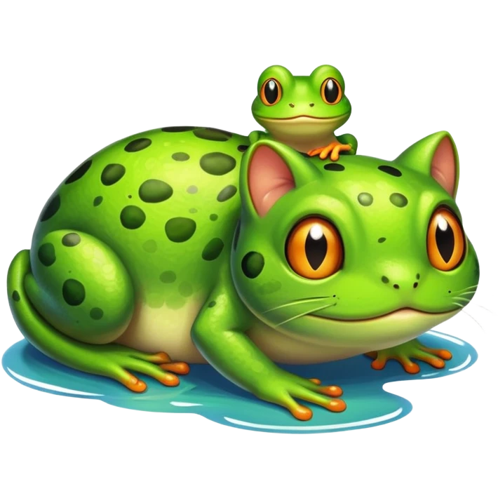chat et grenouille  emoji