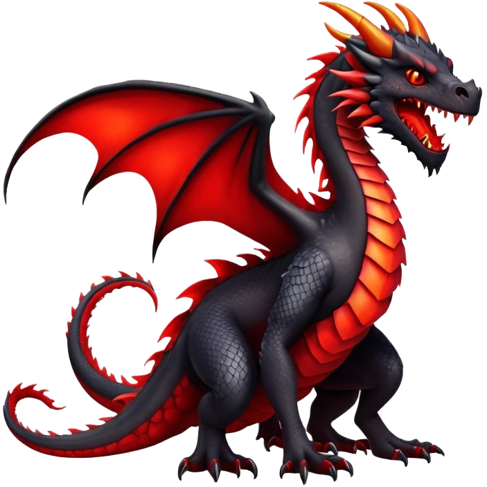 Evil monster dragon fire blood red black emoji