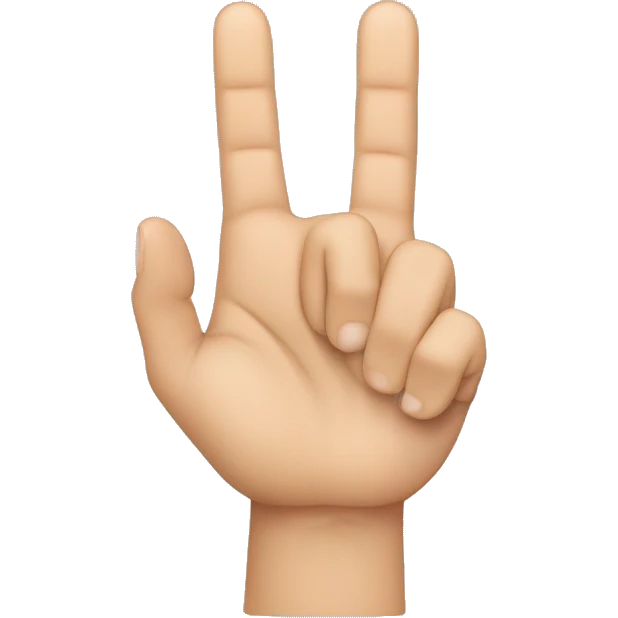 A hand with only the index and middle fingers in the air and the little finger resting on the ring finger and the thumb resting on the lying fingers. emoji