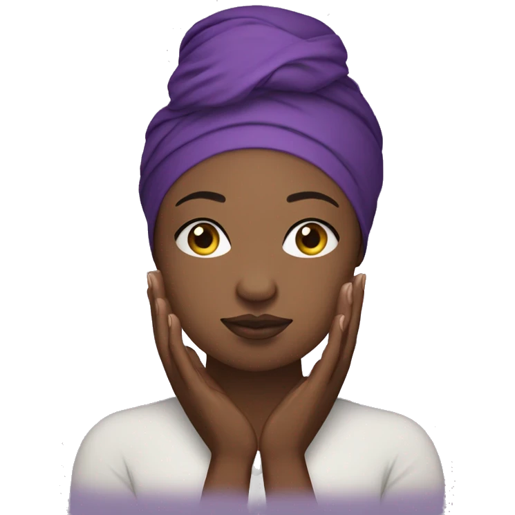 Dark Plus size woman praying with purple head wrap   emoji