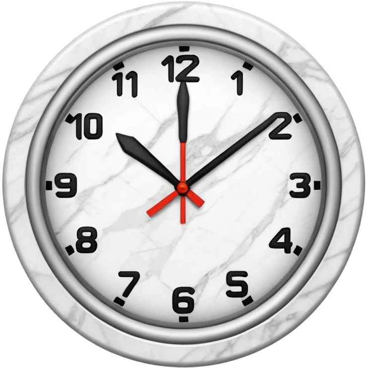 White marble effect Clock with outline emoji