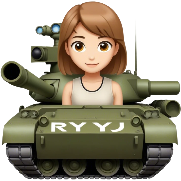 Beautiful girl smilling with big eyes and "ryu" written on toptank emoji