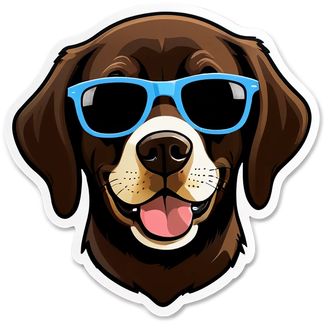 Dark brown Labrador retriever with sunglasses on emoji