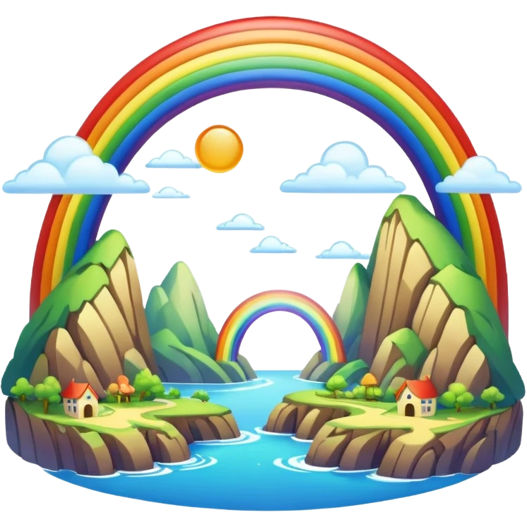 Rainbow Bridge – Arched rainbow connecting flying islands. emoji