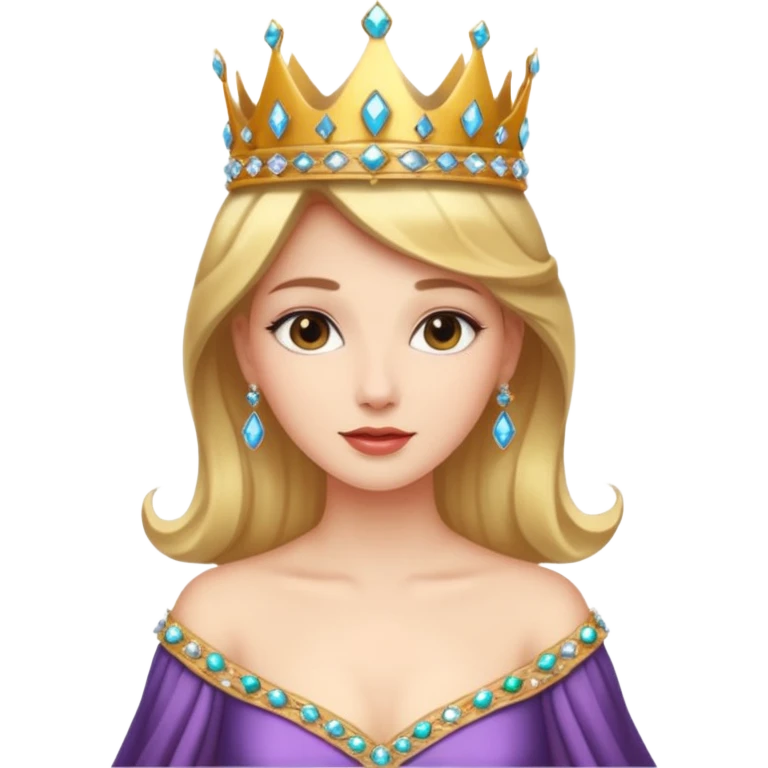 Queen – Elegant woman with jeweled crown and gown emoji