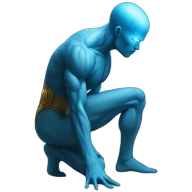 dr manhattan low squat back view no pants emoji