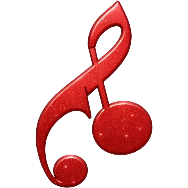 red glitter music note emoji