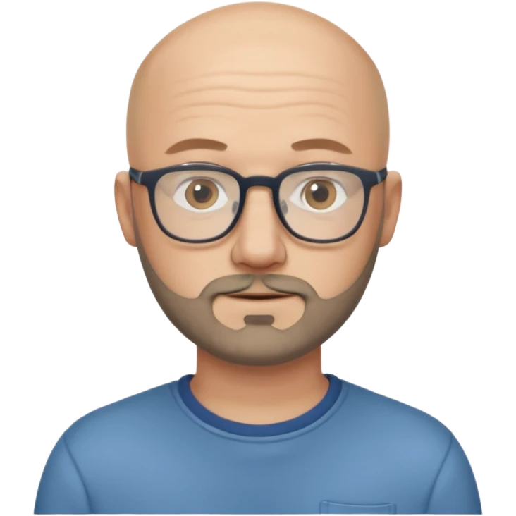 white bald man with glasses in casual clothes, with short beard emoji