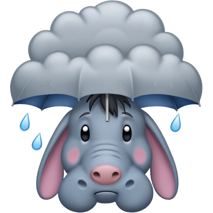 Eeyore under a raining cloud emoji