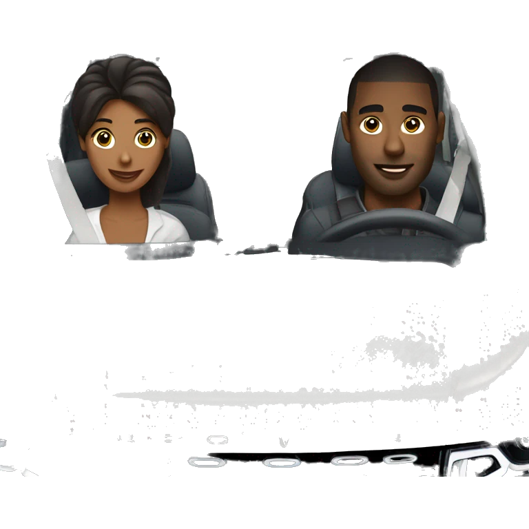 A couple in relationship into white Range Rover  emoji